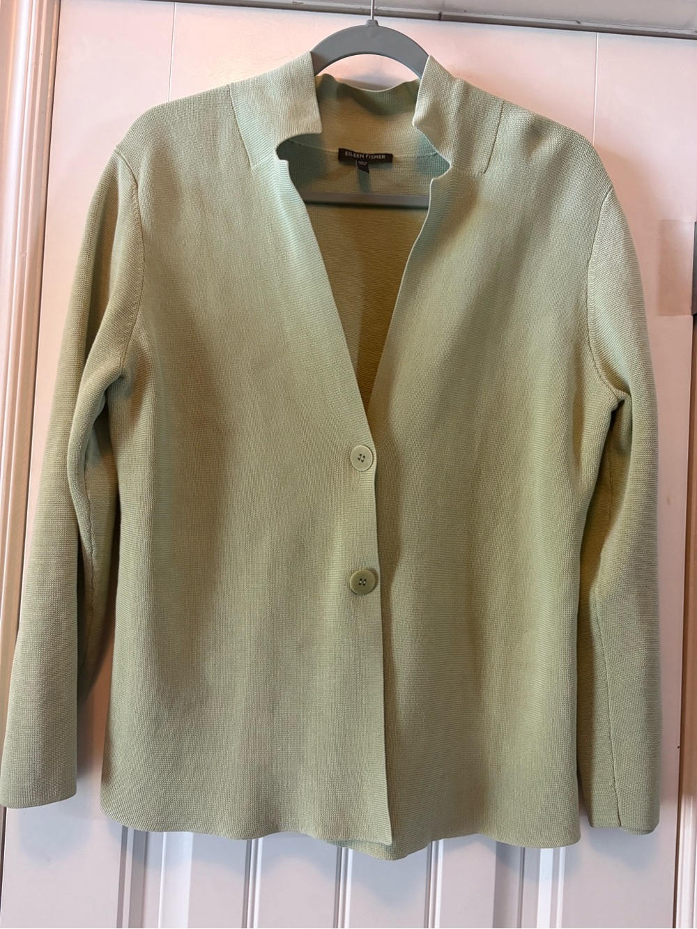 Eileen Fisher Mint Green Two-Button Knit Blazer
